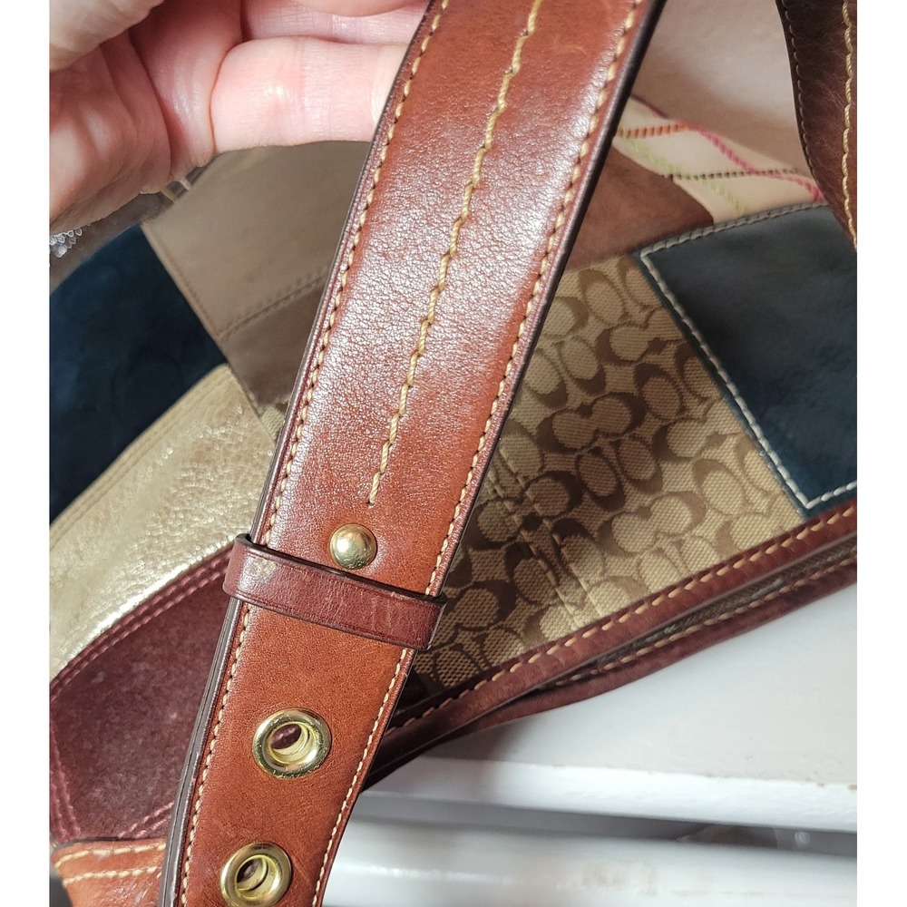 Vtg Coach Bleecker Legacy Patchwork Shoulder Bag Purse Hobo Boho - Read - Picture 15 of 17